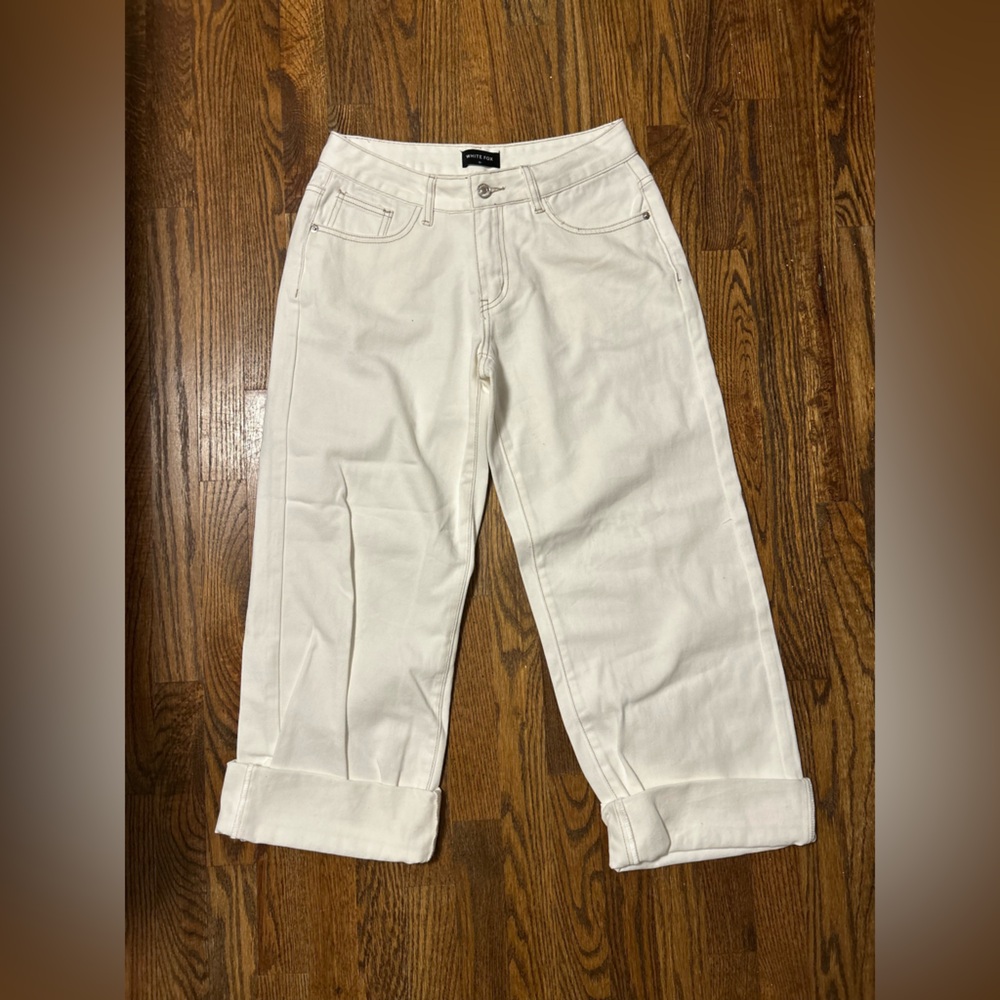 White Fox Boutique Off-White Wide Leg Jeans